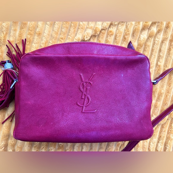 Authentic YSL Lambskin Monogram Small Lou Camera Bag Lipstick Red - Picture 3 of 11
